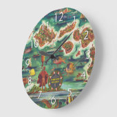 1950ドールハワイの地図ジョセフ・フェアー油絵を描 ラージ壁時計 (傾斜)