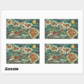 1950ドールハワイの地図ジョセフ・フェアー油絵を描 長方形シール (シート)