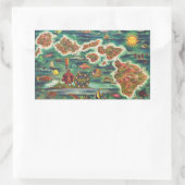 1950ドールハワイの地図ジョセフ・フェアー油絵を描 長方形シール (バッグ)