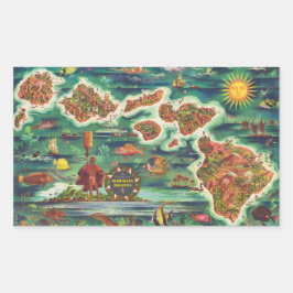1950ドールハワイの地図ジョセフ・フェアー油絵を描 長方形シール