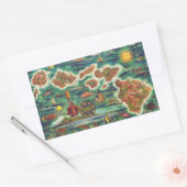 1950ドールハワイの地図ジョセフ・フェアー油絵を描 長方形シール (封筒)