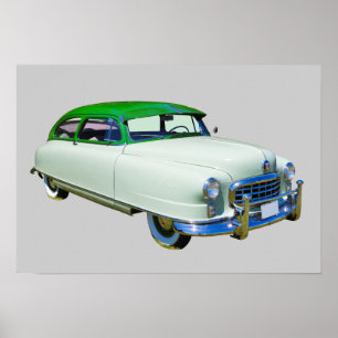 1950ナッシュアンバサダーアンティークカー ポスター