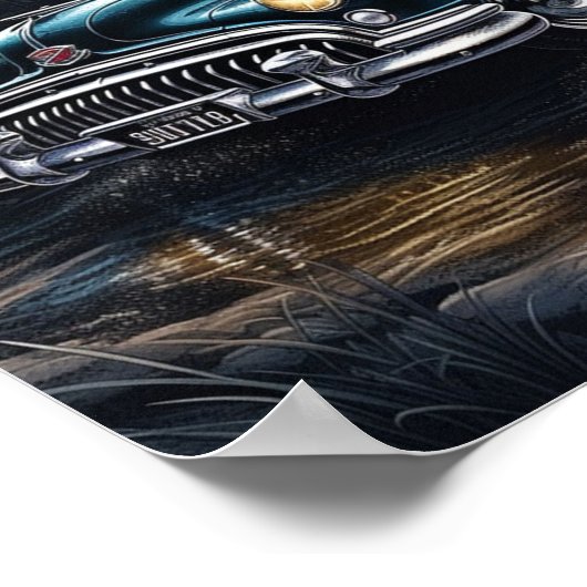 1950ビュイックロードマスターローライダー爆弾クラシック車 ポスター (角)