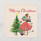 1950ビンテージクリスマスレディーホリデーカード シーズンカード (正面/裏面)