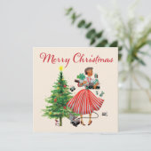 1950ビンテージクリスマスレディーホリデーカード シーズンカード (スタンド正面)