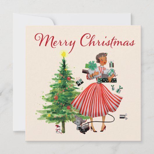 1950ビンテージクリスマスレディーホリデーカード シーズンカード (正面)