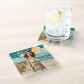 1950ビーチガール ガラスコースター (アングル)