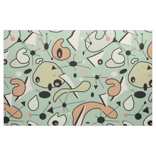 1950モダン年代半ば原子及び形オーガニック状 ファブリック (ファットクウォーター)