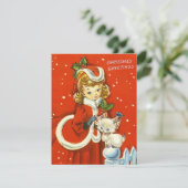 1950レトロヴィンテージクリスマスガール シーズンカード (スタンド正面)