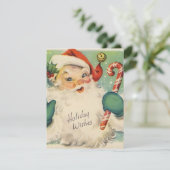 1950レトロヴィンテージクリスマスサンタキャンディーケーン シーズンカード (スタンド正面)