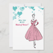 1950ヴィンテージウェディングメイド・オブ・オーナー（花嫁付き添い人） 招待状 (正面)