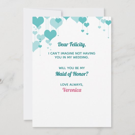 1950ヴィンテージウェディングメイド・オブ・オーナー（花嫁付き添い人） 招待状 (裏面)