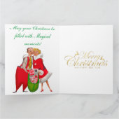 1950ヴィンテージカップルとクリスマスプレゼント袋 カード (内部)