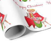 1950ヴィンテージカップルとクリスマスプレゼント袋 ラッピングペーパー (ロールコーナー)