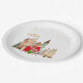 1950ヴィンテージカップルのメリークリスマス ペーパープレート (アングル)