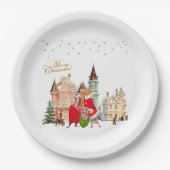 1950ヴィンテージカップルのメリークリスマス ペーパープレート (正面)