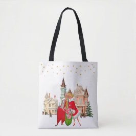 1950ヴィンテージクリスマスカップルの金ゴールド星 トートバッグ