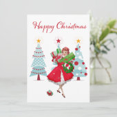 1950ヴィンテージクリスマスレディ(プレゼント付) シーズンカード (スタンド正面)