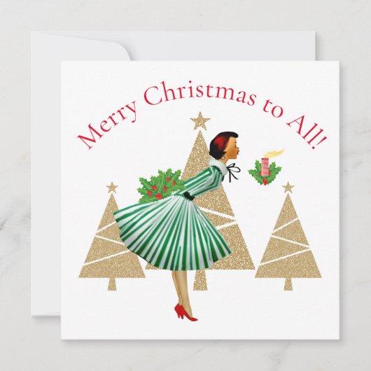 1950ヴィンテージレディークリスマスグリーティング シーズンカード (正面)