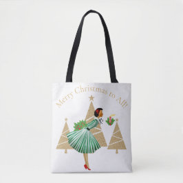 1950ヴィンテージレディークリスマスグリーティング トートバッグ