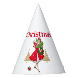 1950ヴィンテージレディークリスマスグリーティング パーティーハット