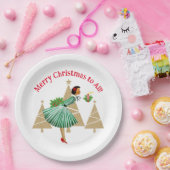1950ヴィンテージレディークリスマスグリーティング ペーパープレート (パーティー)