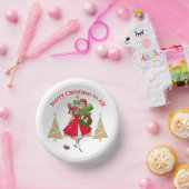 1950ヴィンテージレディークリスマスグリーティング ペーパーボウル (パーティー)