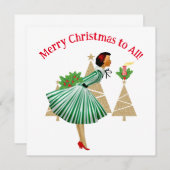 1950ヴィンテージレディークリスマスグリーティング 招待状 (正面/裏面)