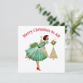 1950ヴィンテージレディークリスマスグリーティング 招待状 (スタンド正面)