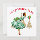 1950ヴィンテージレディークリスマスグリーティング 招待状 (正面)