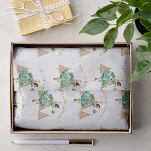 1950ヴィンテージレディークリスマスグリーティング 薄葉紙 (ギフト)