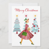 1950ヴィンテージレディークリスマスショッピング シーズンカード (正面)