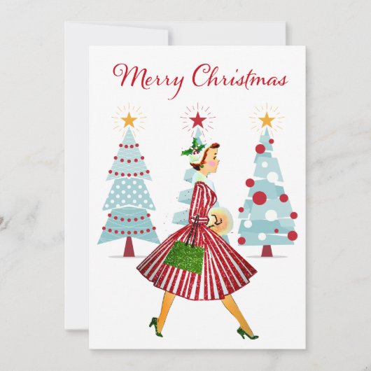 1950ヴィンテージレディークリスマスショッピング シーズンカード (正面)