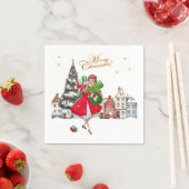 1950ヴィンテージレディークリスマスショッピング スタンダードカクテルナプキン (インサイチュ)