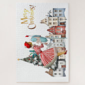 1950ヴィンテージレディ投稿クリスマスグリーティング ジグソーパズル (縦)