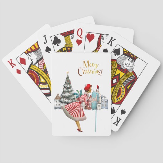 1950ヴィンテージレディ投稿クリスマスグリーティング トランプ (裏面)
