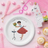 1950ヴィンテージレディ花付き ペーパープレート (パーティー)