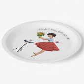 1950ヴィンテージレディ花付き ペーパープレート (アングル)