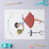 1950ヴィンテージレディ花付き 薄葉紙 (クラフト)