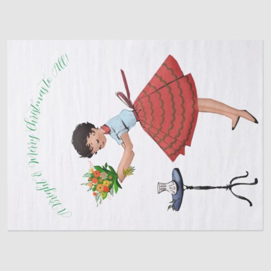 1950ヴィンテージレディ花付き 薄葉紙 (正面)