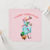 1950ヴィンテージ女性のクリスマスグリーティング カード (正面/裏面インサイチュ)