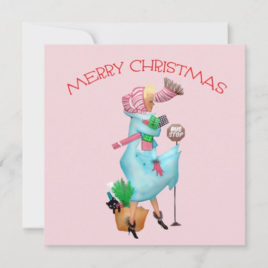 1950ヴィンテージ女性のクリスマスグリーティング カード (正面)