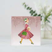 1950ヴィンテージ女性バラ金ゴールド滴下金ゴールド シーズンカード (スタンド正面)