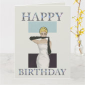 1950ヴィンテージ女性夕べ手袋ハッピーバースデー カード (黄色い花)