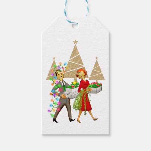 1950ヴィンテージ男女のカップル ギフトタグ (正面)