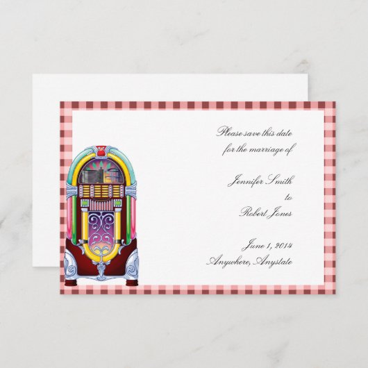 1950ヴィンテージ・ジュークボックス日付の保存 セーブザデート (正面/裏面)