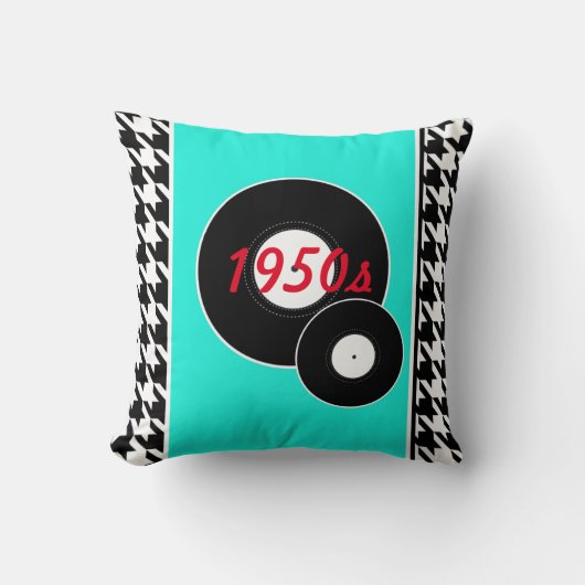 1950千鳥格子の市松模様に年代のヴィンテージ クッション (正面)