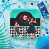 1950千鳥格子の市松模様にsのヴィンテージ紙プレート ペーパープレート (パーティー)