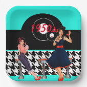 1950千鳥格子の市松模様にsのヴィンテージ紙プレート ペーパープレート (正面)