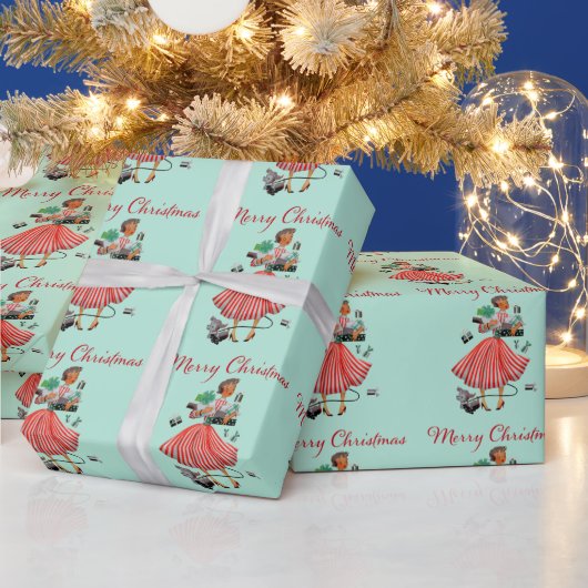 1950年のクリスマスのヴィンテージレディ ラッピングペーパー (クリスマス)